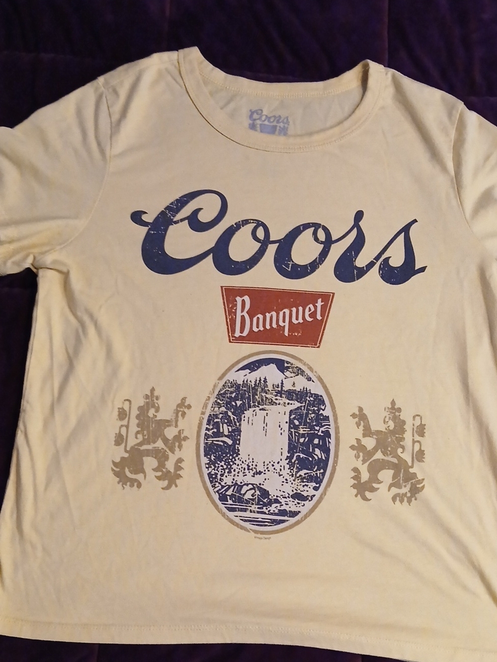Coors Banquet Vintage Tee. Yellow With The Coors Colors. Size M.